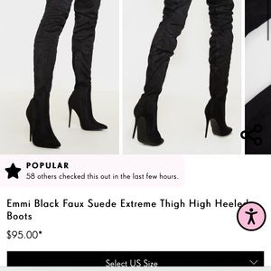 Thigh High Heeled Boots - Black